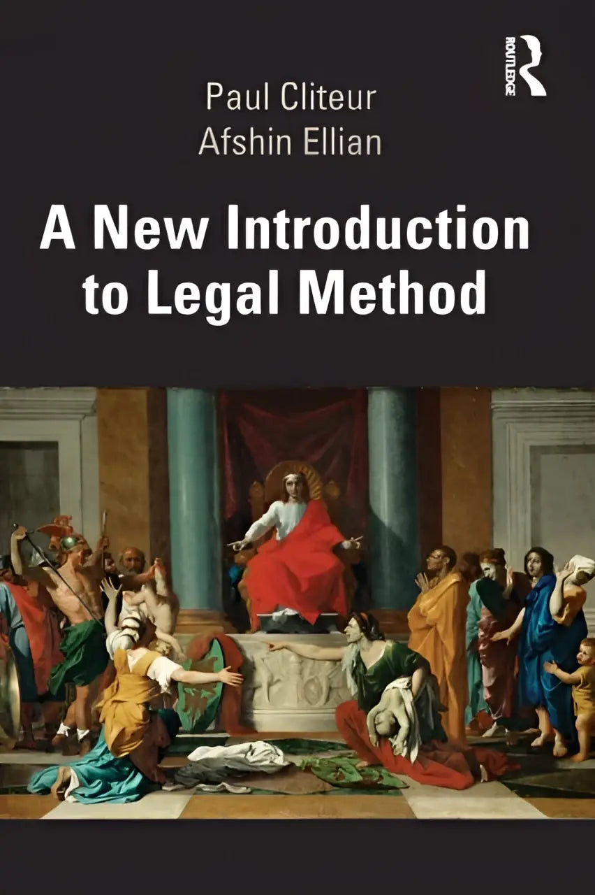 De boekcover van a new introduction to legal method toont een klassiek schilderij met een figuur in rode gewaden op een troon in juridische context