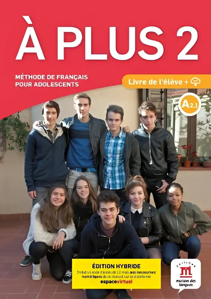 Rood omslagen version internationale livre à plus 2 hybride editie met jonge mensen voor frans middelbaar onderwijs