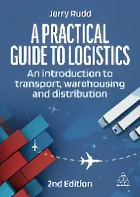 Hardcoverboek a practical guide to logistics van jerry rudd met blauw-witte omslag over transport en distributie