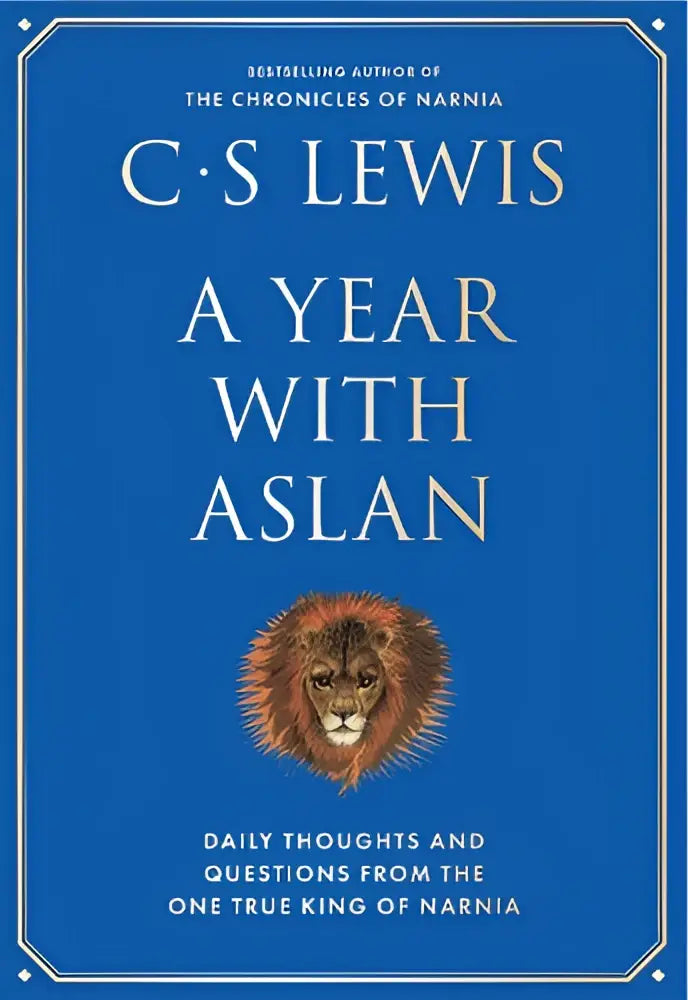 Blauw hardcover boek a year with aslan door c.s. met wijsheid en reflectie uit de kronieken van narnia