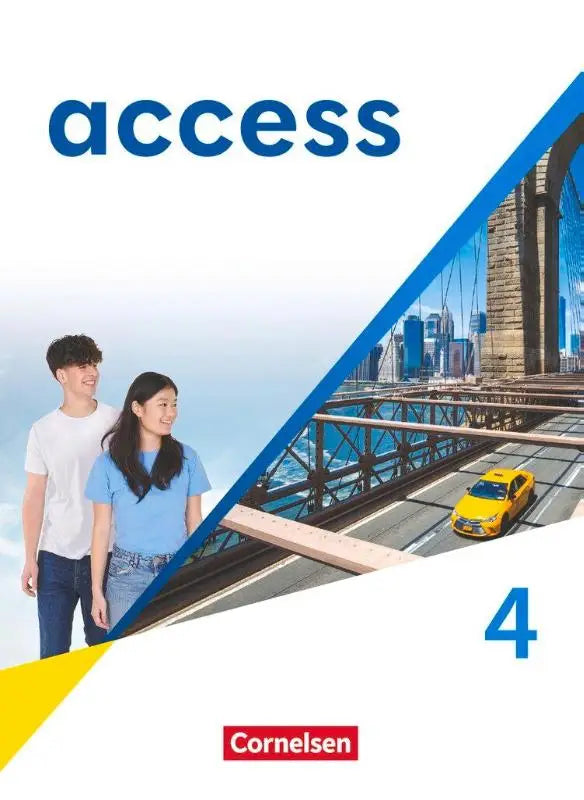 Blauw-wit access band 4 schulbuch algemene ausgabe 2022 mit digitalen medien toont jong koppel bij brooklyn bridge