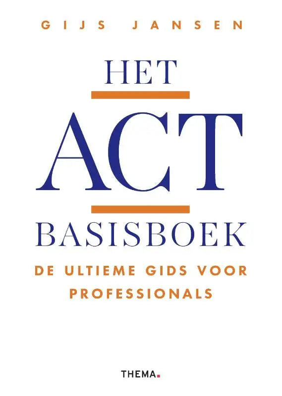 Het act basisboek door gijs jansen toont een boekomslag met blauwe en oranje typografie op witte achtergrond