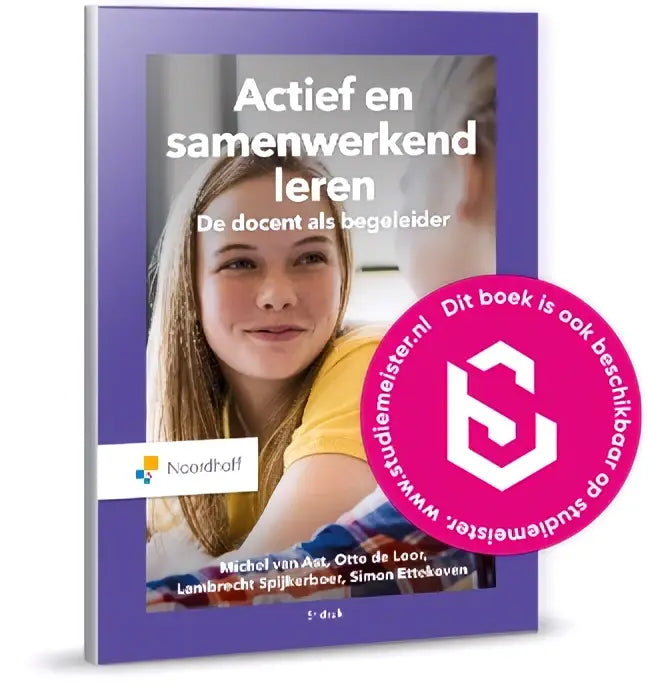 Paarse hardcover boek actief en samenwerkend leren nieuwe editie met foto van een glimlachend meisje op de omslag