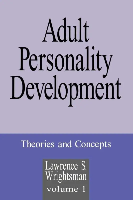 De boekcover van adult personality development volume 1 toont theorieën en concepten in zwart serif op paars achtergrond