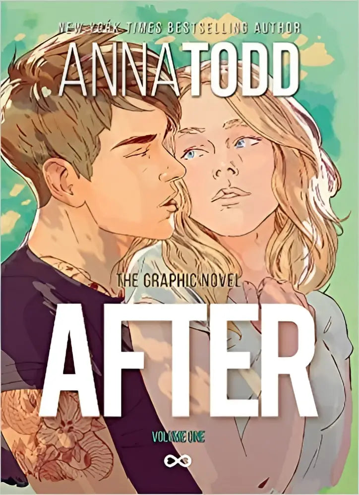 Het graphic novel after vol 1 van anna todd met een omslagillustratie van twee personages in een intieme pose op een zachte groene achtergrond
