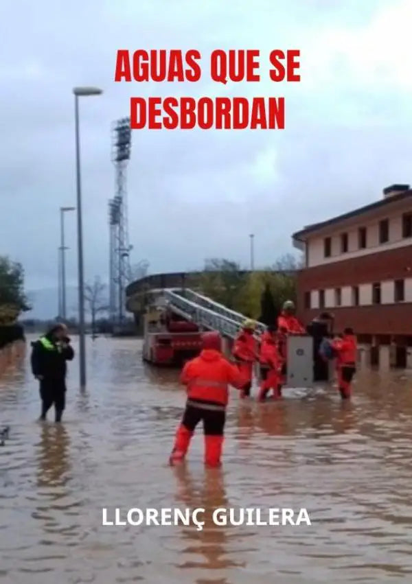 Rode brandweeruniformen met reflecterende strepen en zwarte broek voor aguas que se desbordan - una inundación fatídica