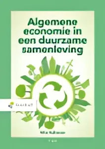 Het boek algemene economie in een duurzame samenleving door wim hulleman heeft een groen-wit omslag met zwarte tekst