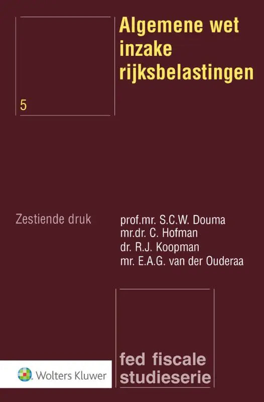 Maroon hardcover book titled algemene wet inzake rijksbelastingen by wolters kluwer focusing on wet inzake rijksbelastingen