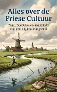 Sign met tekst alles over de friese cultuur en illustratie van twee torens in product over friese cultuur en eigenzinnig volk
