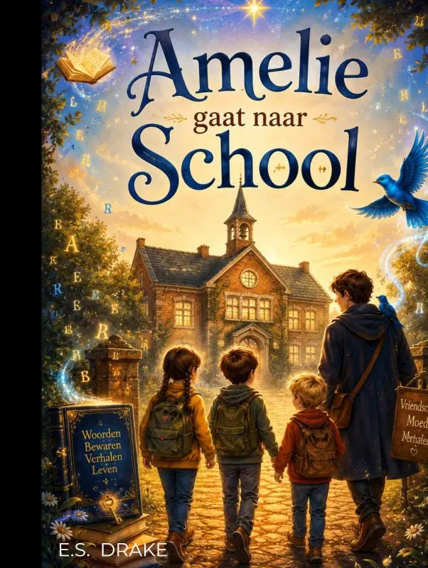 De boekcover van amelie gaat naar school door e.s. in het boek stille bibliotheek voor jonge lezers