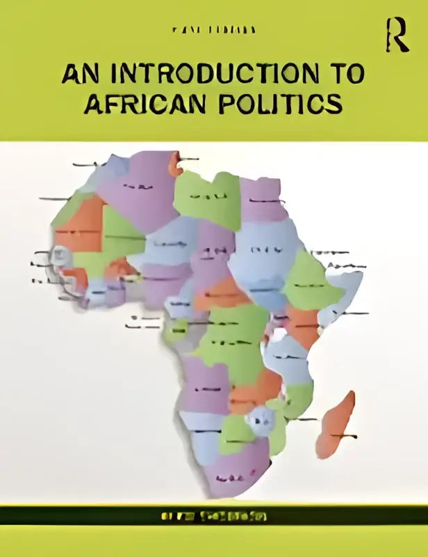 De boekcover toont een kleurrijke kaart van Afrika met landen in verschillende tinten voor An introduction to African politics