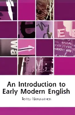 De boekomslag toont een levendig paarse rasterontwerp met titel an introduction to early modern english door terri newkirk