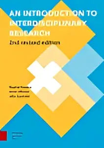 De boekcover van an introduction to interdisciplinary research door anne uilhoorn toont een modern ontwerp met blauw en geel
