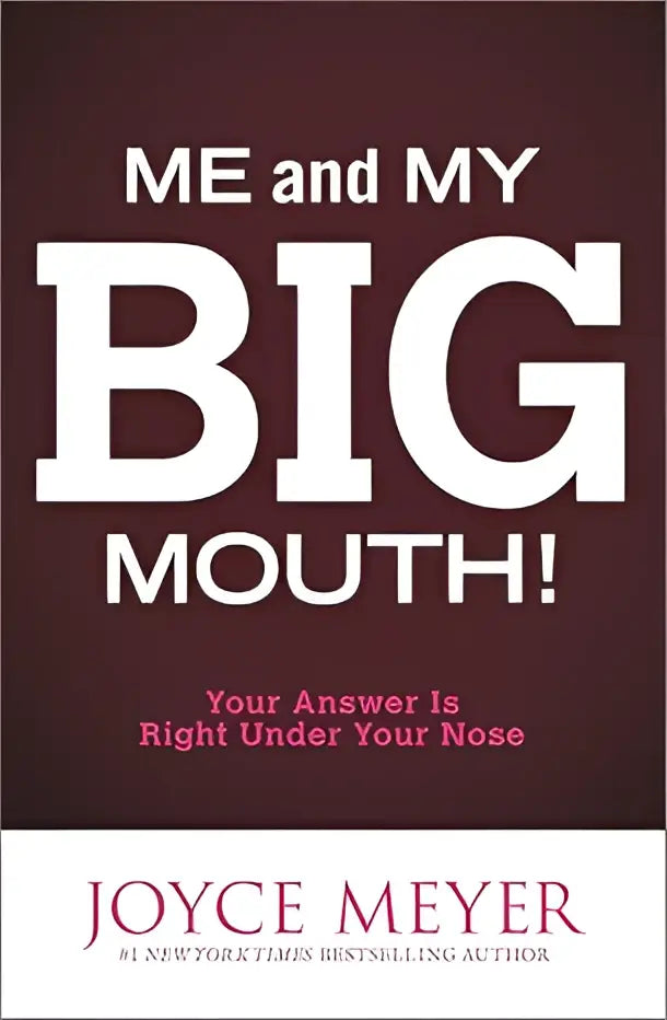 De boekomslag van me and my big mouth toont de titel in vet wit op een diep bordeauxrode achtergrond