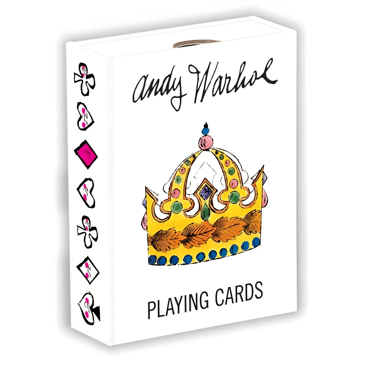 Witte doos andy warhol warhol playing cards met kleurrijke gestileerde kroonsillustratie