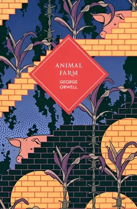 De cover van animal farm special edition door george orwell toont de dieren in een kleurrijk geïllustreerd ontwerp