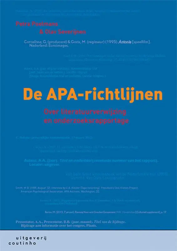 Blauwe boekcover De APA-richtlijnen met gele en witte tekst