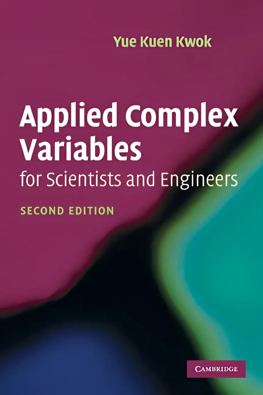 De boekcover van applied complex variables voor scientists and engineers toont een levendig verloop in magenta, teal en zwart