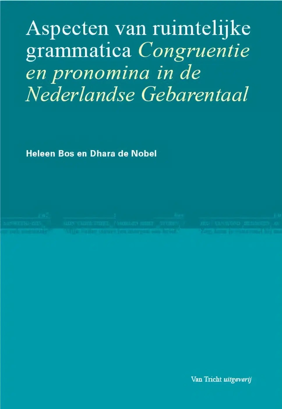 Teal gekleurde academische boekcover aspecten van ruimtelijke grammatica door heleen bos voor taal branchegerichte opleidingen