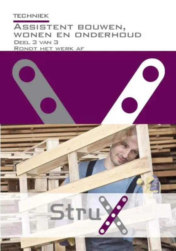 Cover van de technische handleiding assistent bouwen wonen en onderhoud met strux logo en bouwvakker afbeelding