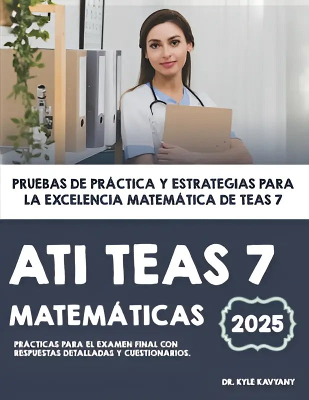 De ati teas 7 matemáticas boek heeft een donkerblauwe omslag met witte en lichtgrijze tekst en biedt práctica y estrategias voor wiskundige excellentie
