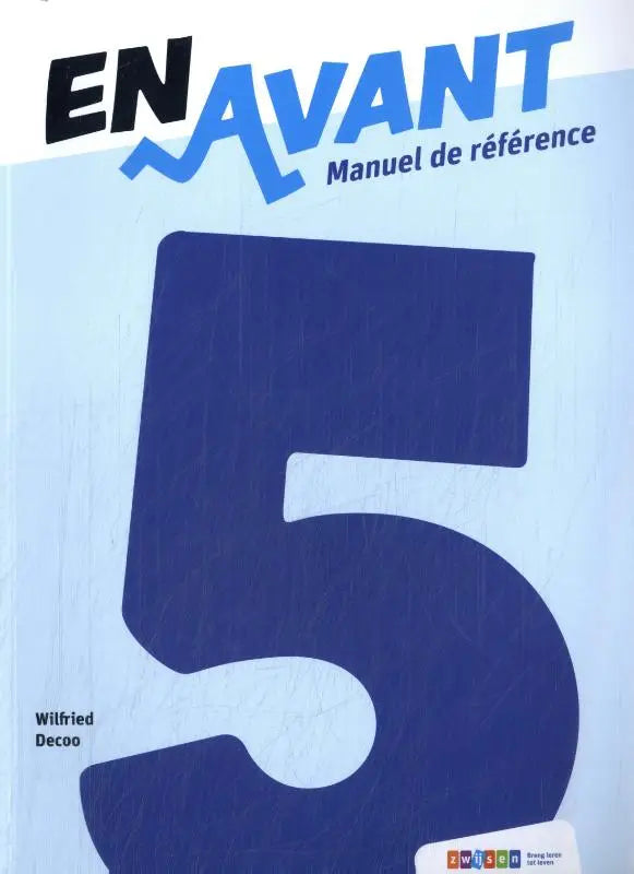 Blauw-witte en avant referentiehandleiding omslag met groot vet nummer vijf voor professioneel gebruik