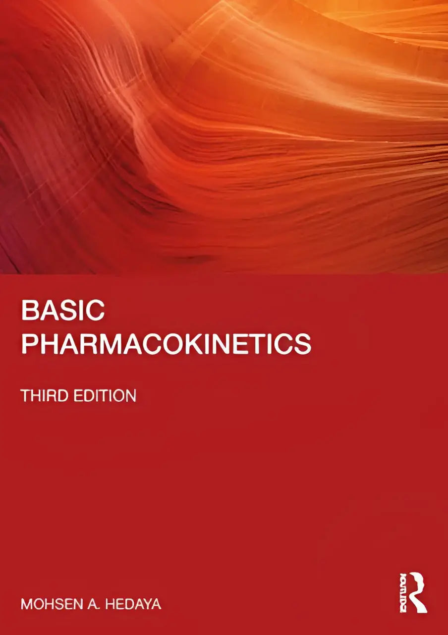 Rood hardcover boek basic pharmacokinetics derde editie door mohsen a dat pharmacokinetische concepten introduceert