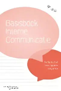 De basisboek interne communicatie omslag toont overlappende transparante cirkelvormen in rood en wit tinten