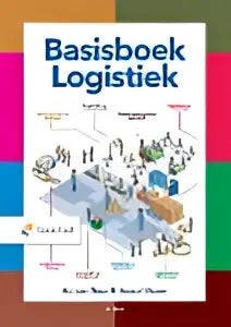 Boek basisboek logistiek van hessel visser met geïllustreerde omslag over logistieke scènes en personages