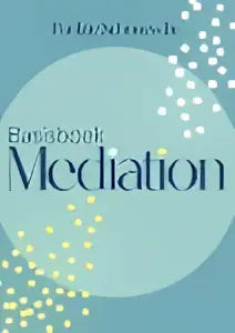 Minimalistische boekcover van basisboek mediation met de titel mediation in donkere serif letters op een blauw-witte achtergrond