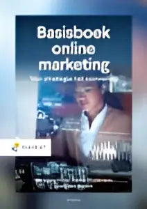 Basisboek online marketing met een moderne laptop met een donker chassis en prominente toetsenbordruimte voor online marketing