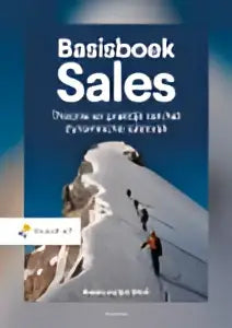 De cover van het basisboek sales toont sneeuwbedekte bergen met twee skiërs tegen een witblauwe achtergrond