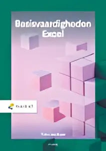De roze en witte cover van een excel werkboek bewaarvoorwaarden met geometrische vormen voor basisvaardigheden excel hoger onderwijs