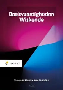 Boekcover van basisvaardigheden wiskunde door douwe jan douwes met witte tekst op roze en blauwe achtergrond