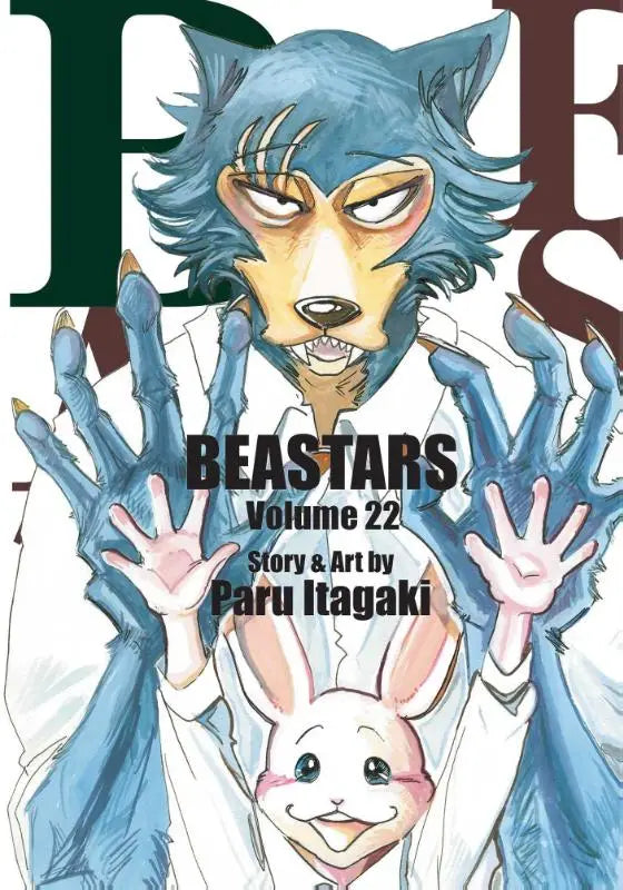Mangavolume beastars vol 22 met blauwbefuurde wolf en roze konijn animefiguren op de voorkant