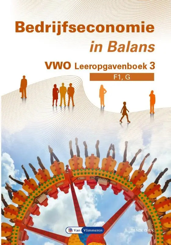 Textbook cover of Bedrijfseconomie in Balans featuring an orange and red roller coaster illustration