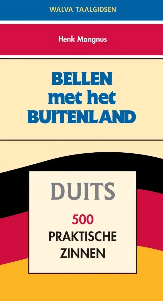 Beige boek bellen met het buitenland met blauwe tekst en duits 500 praktische zinnen tegen achtergrond van bedrijfskunde algemeen