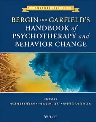 De blauw omslag van bergin en garfields handbook of psychotherapy and behavior change met gele oranje abstracte patronen