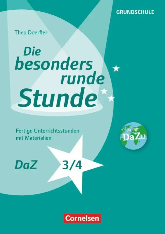 Teal en witte kaft van een duits lesboek bijzonder runde stunde voor groep 3/4 van theo doerfler cornelsen