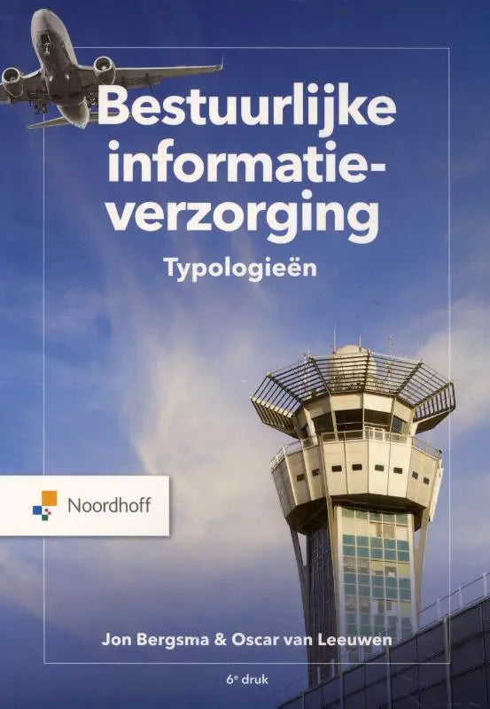 De boekomslag van bestuurlijke informatieverzorging typologieën toont de titel in wit op een donkere achtergrond