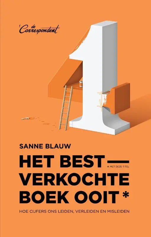 Een witte nummer een met ladder op een oranje achtergrond voor het bestverkochte boek ooit productbeeld