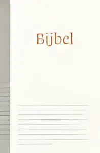 Minimalistische elegante bijbel nbv21 standaardeditie met witte pagina’s en subtiele grijze strepen langs de randen