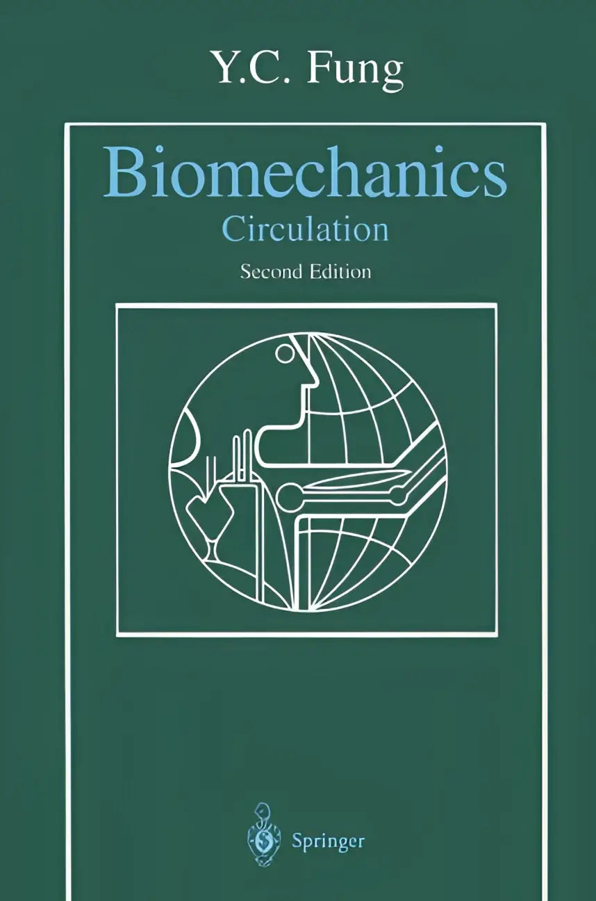 Donkergroene hardcover van de eerste editie van het boek biomechanica circulatie door y.c