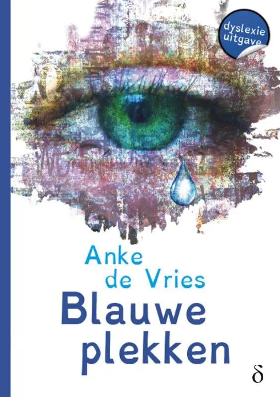 De boekcover van blauwe plekken toont een levendige illustratie van een oog met groene irissen en paarse tinten
