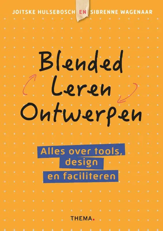Bright orange boekcover van blended leren ontwerpen met zwarte handgeschreven titel en blauwe blokken met witte subtitel