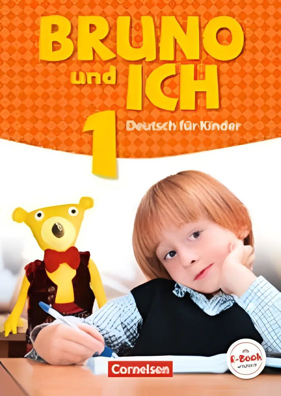 Bruno und ich band 1 schulbuch mit audios online mit orange farbdeckel zeigt jungen und gelben teddybär