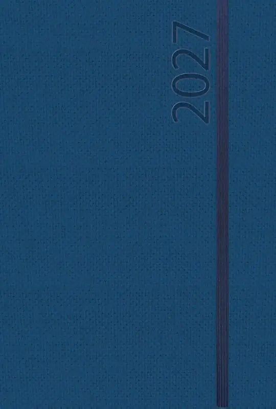 Buchkalender Wochentimer Spirale dunkelblau 2027 - Terminplaner groß. DIN A5 Terminkalender Ringbuch mit Wochenkalender und Gummiband.