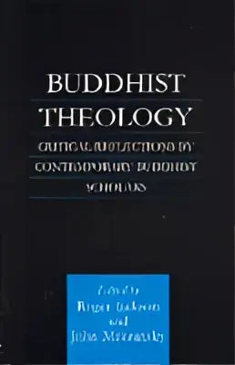 Zwarte hardcover boek buddhist theology met gouden letters, bewerkt door roger jackson en jane salisbury, kritisch reflecties