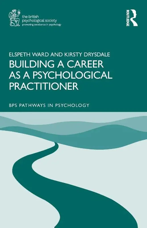 Boekcover met teal en lichtblauw abstract golfdesign voor building a career as a psychological practitioner door ward en drysdale