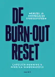 De burn-out reset boekcover van christoffel van der veen met minimalistisch ontwerp en zwarte tekst op wit, ideaal voor carolien hamming en rebecca vandenabeele